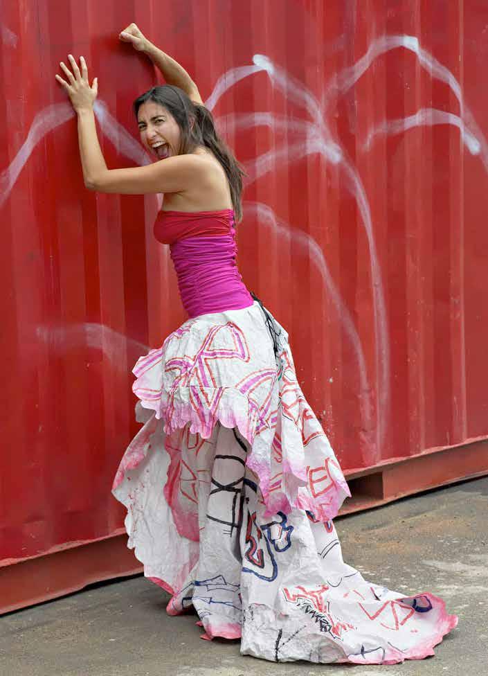 Susan Holmes: Graffiti Dress made 2002 of Tivec, wool, nylon.