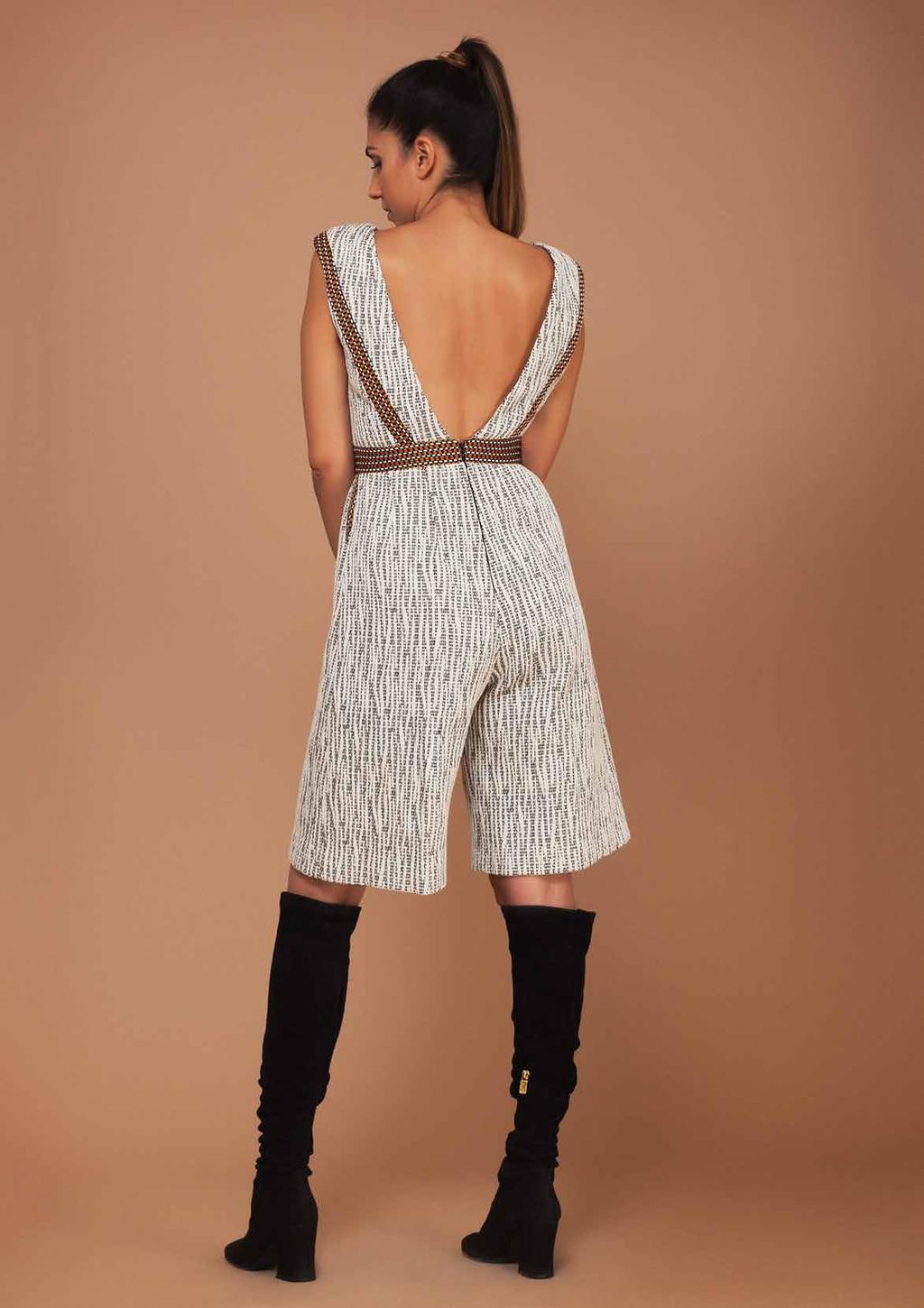 Black and white cotton blend jumpsuit with orange contrast panelling Style Code: J1BC0027B/WE Black and white cotton blend jumpsuit with