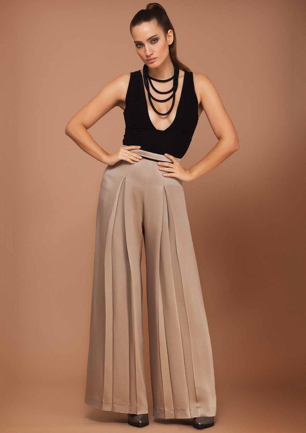 palazzo trouser with black Russian piping Style Code: P4M0033GN