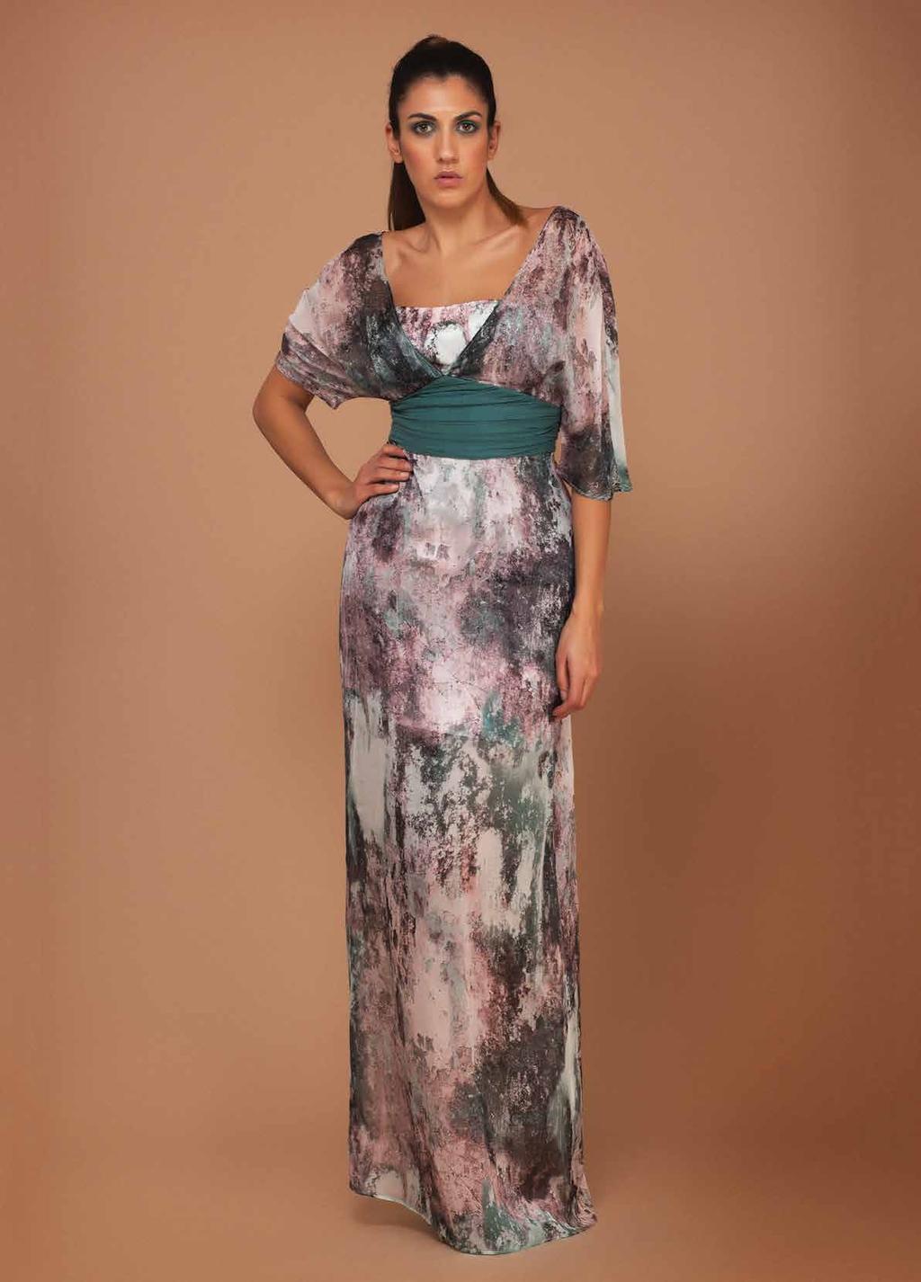 Printed silk long dress Style Code: