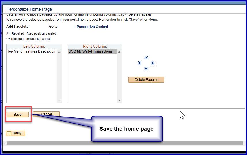 Save the Home page personalization