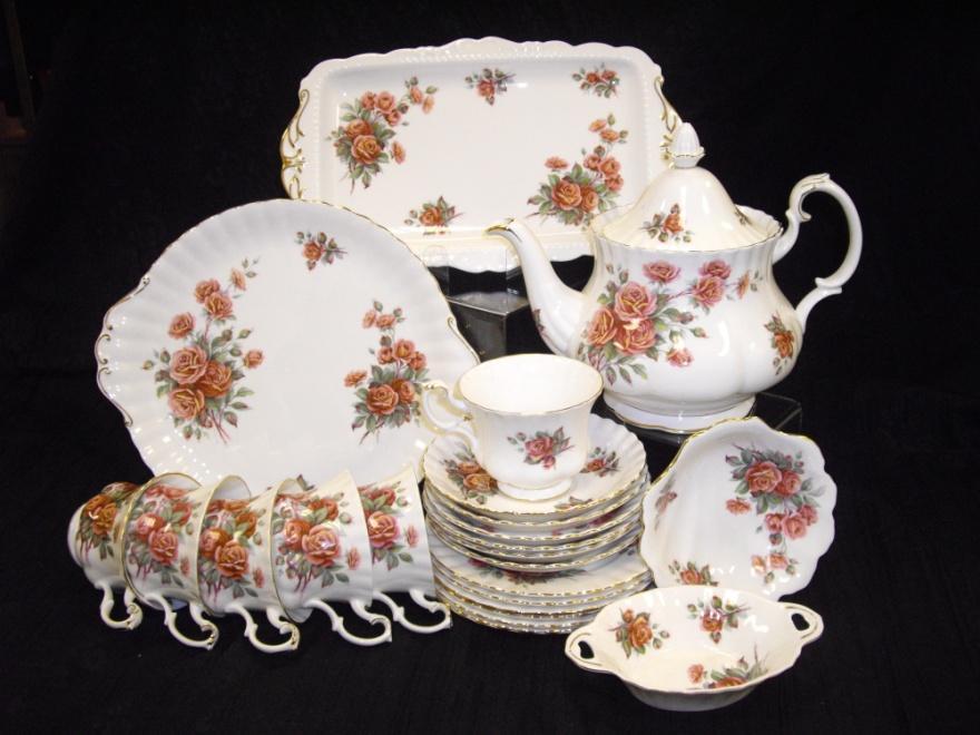 2. Vintage Royal Albert Centennial Rose 24 piece set; teapot