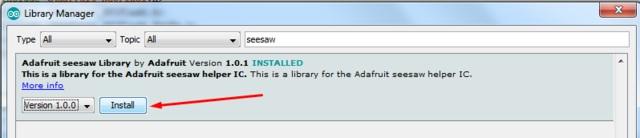 Click Install For more details on how to install Arduino libraries, check out our detailed tutorial! (https://adafru.