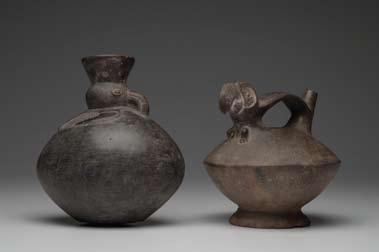 610. Sican Parrot & Chimu Blackware Bird Vessels (2) Lambayeque. Ca. 800-1200 A.D. 7-1/4 & 8-1/8 H.