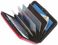 Case features a push button to pop open and six inside pockets to hold credit cards, business cards, cash, etc.
