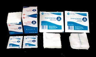 Blue radiopaque element for easy recognition under x-ray Highly absorbent (16-ply) Fine mesh 100% cotton gauze, virtually lint-free Packed in convenient 10-count plastic trays 3352