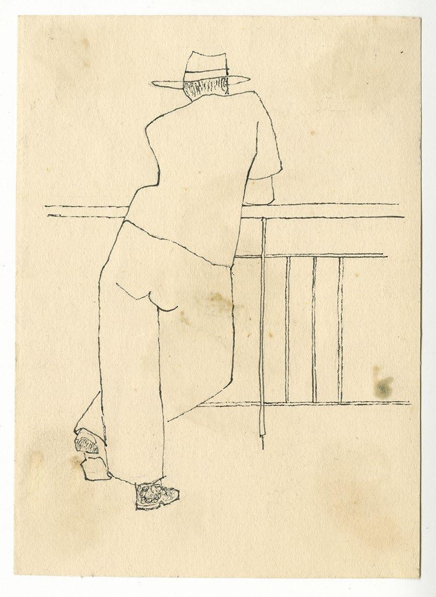 Man with Hat Leaning on Balcony, c.