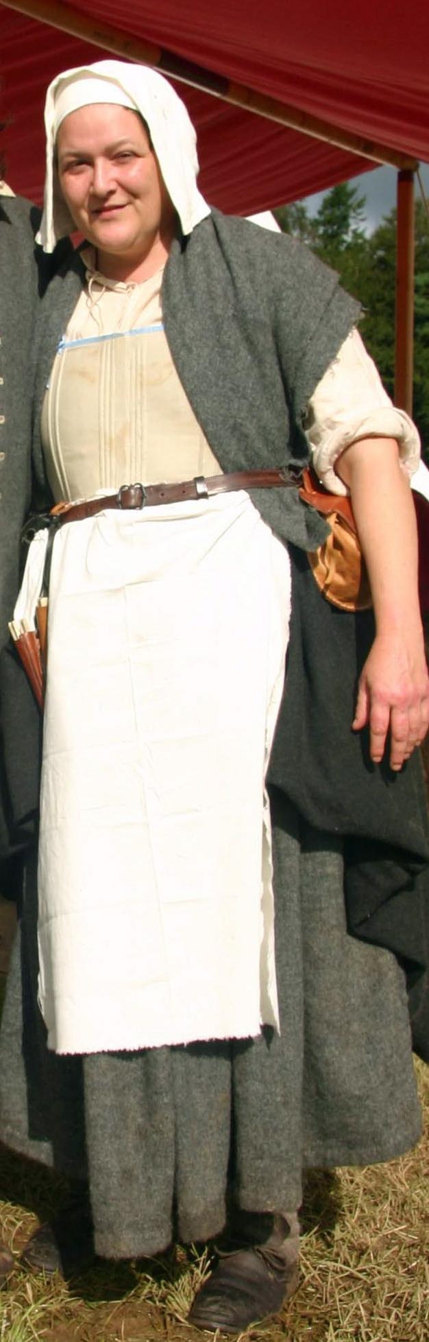 An APRON should be worn for general work. This consists of a simple rectangle tied around the waist.
