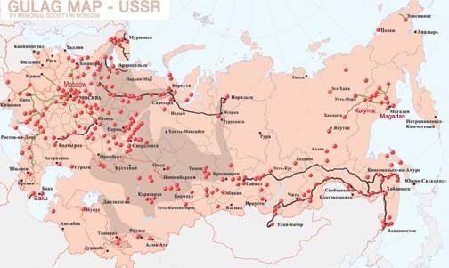 Source 2 Above: Gulag Map showing where all the prison camps were located during Stalin's era.