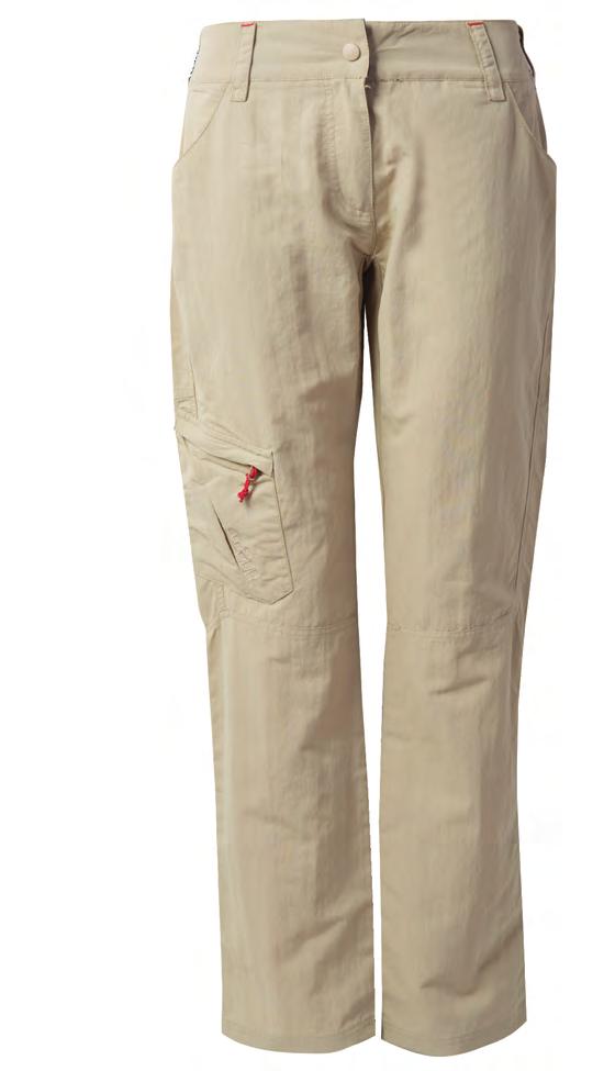 water repellent finish Low profile adjustment on waist for a secure fit Zippered thigh