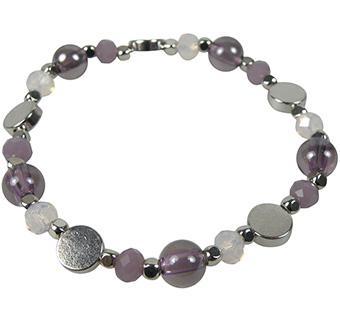 40898 bracelet pink assortedorted beads, shiny rhodium