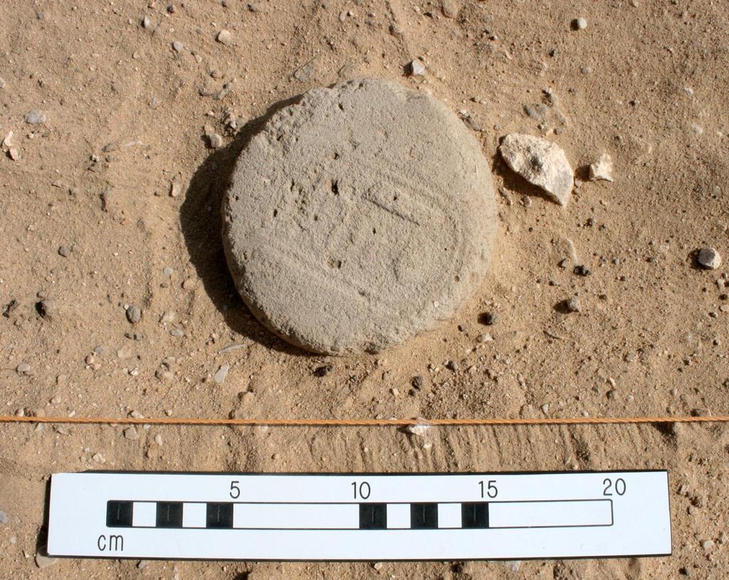 Figure 14: Mud jar stopper, as found at the stela site. Further reading J.D.S. Pendlebury, The City of Akhenaten III. (London,1951), Chapter 2, especially pp.11 12; B.J. Kemp and S.