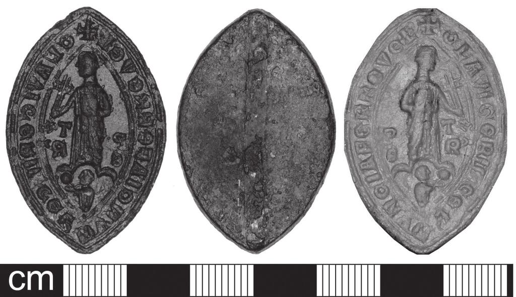 SOMERSET ARCHAEOLOGY AND NATURAL HISTORY, 2007 Fig. 7 Medieval seal matrix from Pawlett (front, back and impression) found in Britain.