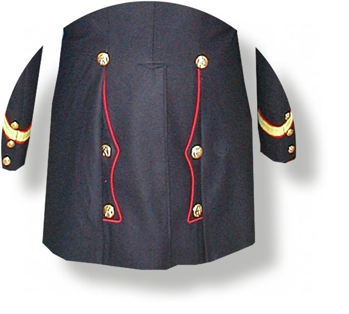 Sgt Major Chevrons and service stripes shown are optional. Shoulder Scales shown in photo are available from other suppliers. Made in USA! #7532MDR 1875 US Marine Enlisted Full Dress Frock. $599.