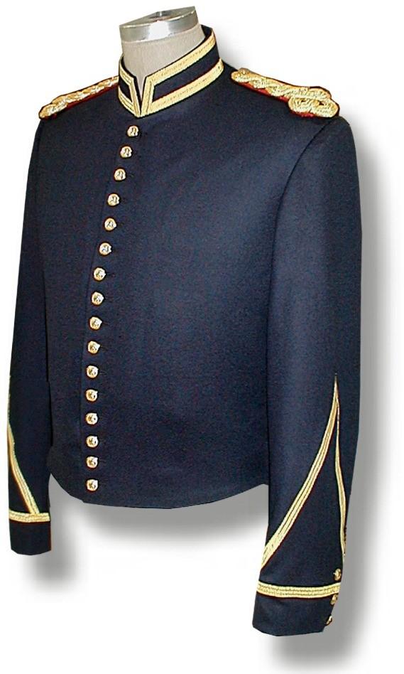 Page 8 M-1859 marine officer fatigue jacket and trousers At right is the 1859 Marine Officer Fatigue Jacket shown with the optional tall sleeve lace. Sleeve photo shows the standard cuff lace.