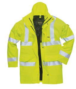 GT10 - GORE- TEX Hi- Vis Parka This jacket offers unrivalled foul weather protec<on, safety and wearer comfort. The Benbecula fabric is chosen for its suitability to extreme outdoor condi<ons.