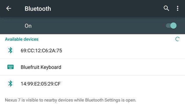 new device! Android To bond the keyboard on a Bluetooth Low Energy enabled Android device, go to the Settings application and click the Bluetooth icon. These screenshots are based on Android 5.