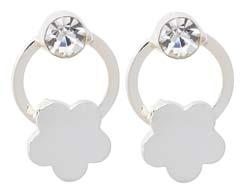 EA00114 Earrings, silver, w, heart, clear