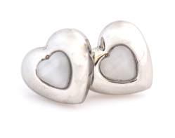 White jade heart earring