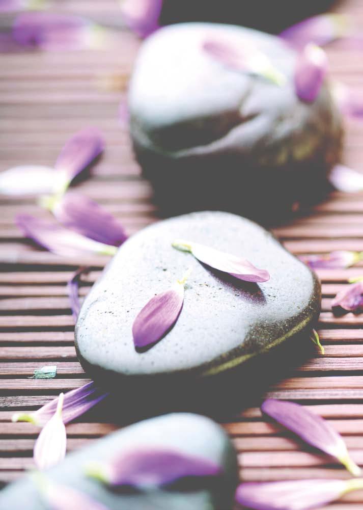 06 07 HOT STONES MASSAGE Deeply relaxing. Vital energy points are massaged with bespoke oils and volcanic hot stones to release deep seated tension and re-store balance and harmony.