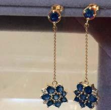 38 grams. Earrings - 50 mm drop. 199 2 Padparadscha Sapphires from Sri Lanka - 0.