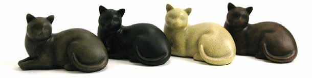 Cats (sitting) and Cozy Cats (lying) are crafted of resin;