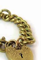 4 gms *Please Note: VAT @ 20% will be added to the bid price of this lot 100-150 Lot 520 Lot 519 520 A 9ct yellow gold curblink bracelet with engraved heart shaped padlock clasp,