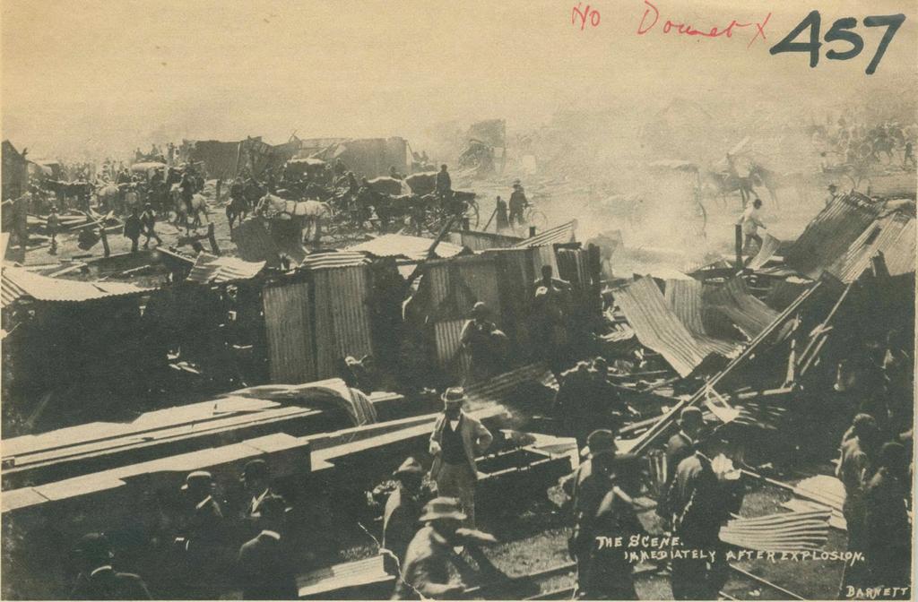 Ten trucks carrying dynamite which had been left in the sun for several days were carelessly shunted into a buffer.