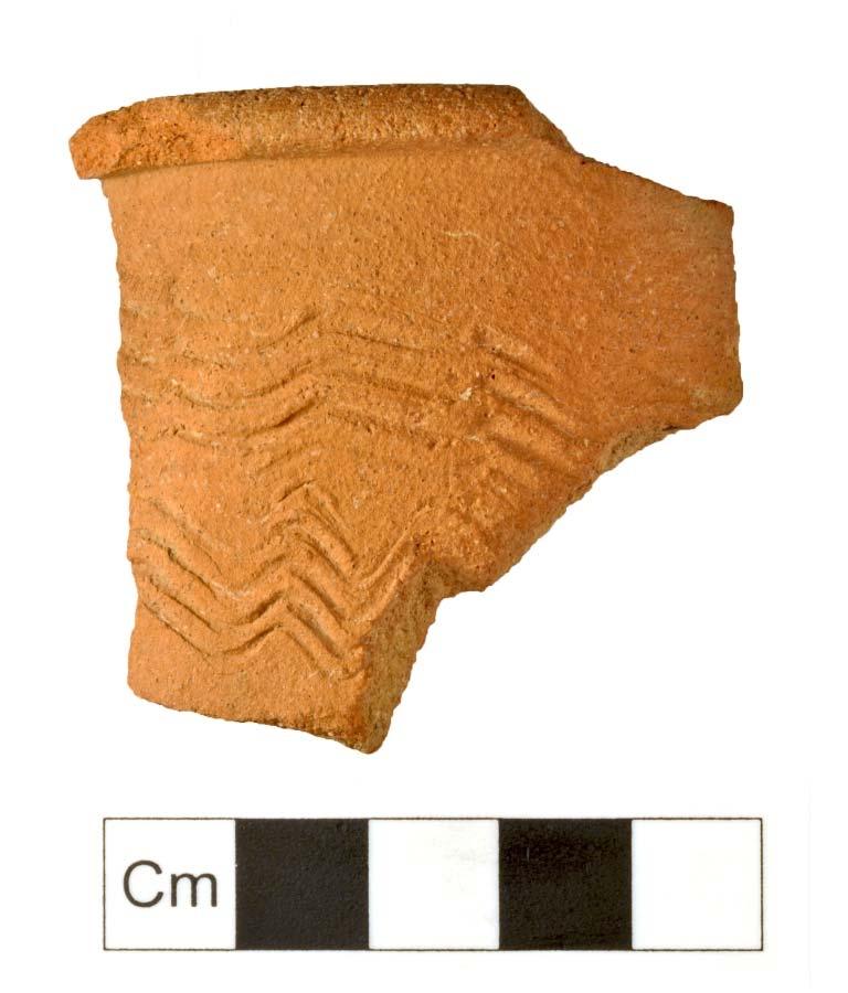 example), finger-tip impressions (1 example), girth-grooving (2 examples), thumbed bases (2 examples), thumbed rims (1 example), shell dusting (10 examples), and a jug with incised wavy lines on the