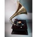 Vintage style horn gramophone marked HMV