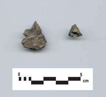 Page 50 artifacts were found. Given the nature of the artifacts, it is recommended that AgHb-445 be subjected to a Stage 3 assessment. Plate 21: Graver (Cat.#L1) and projectile point fragment (Cat.