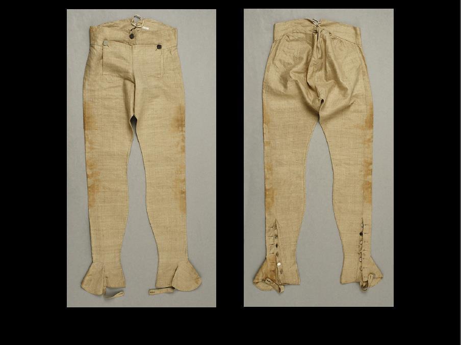 Legwear Long-term soldiers: linen military overalls or wool breeches. Levies: line or wool breeches, or linen trousers (civilian, no gaiters).