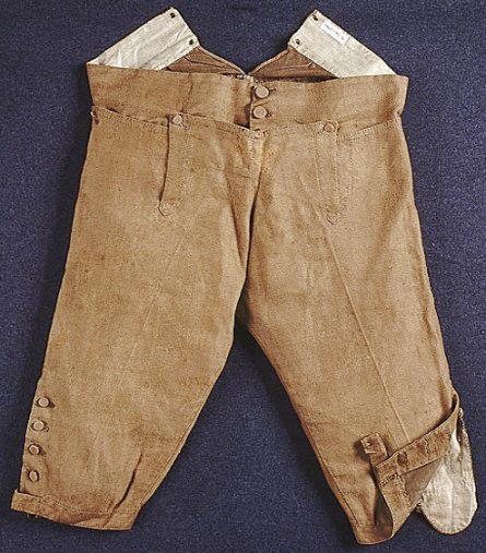 A pair of linen breeches. (Image source: 18th Century Material Culture: Male Clothing, Drawers, Breeches & Overalls http://www.scribd.