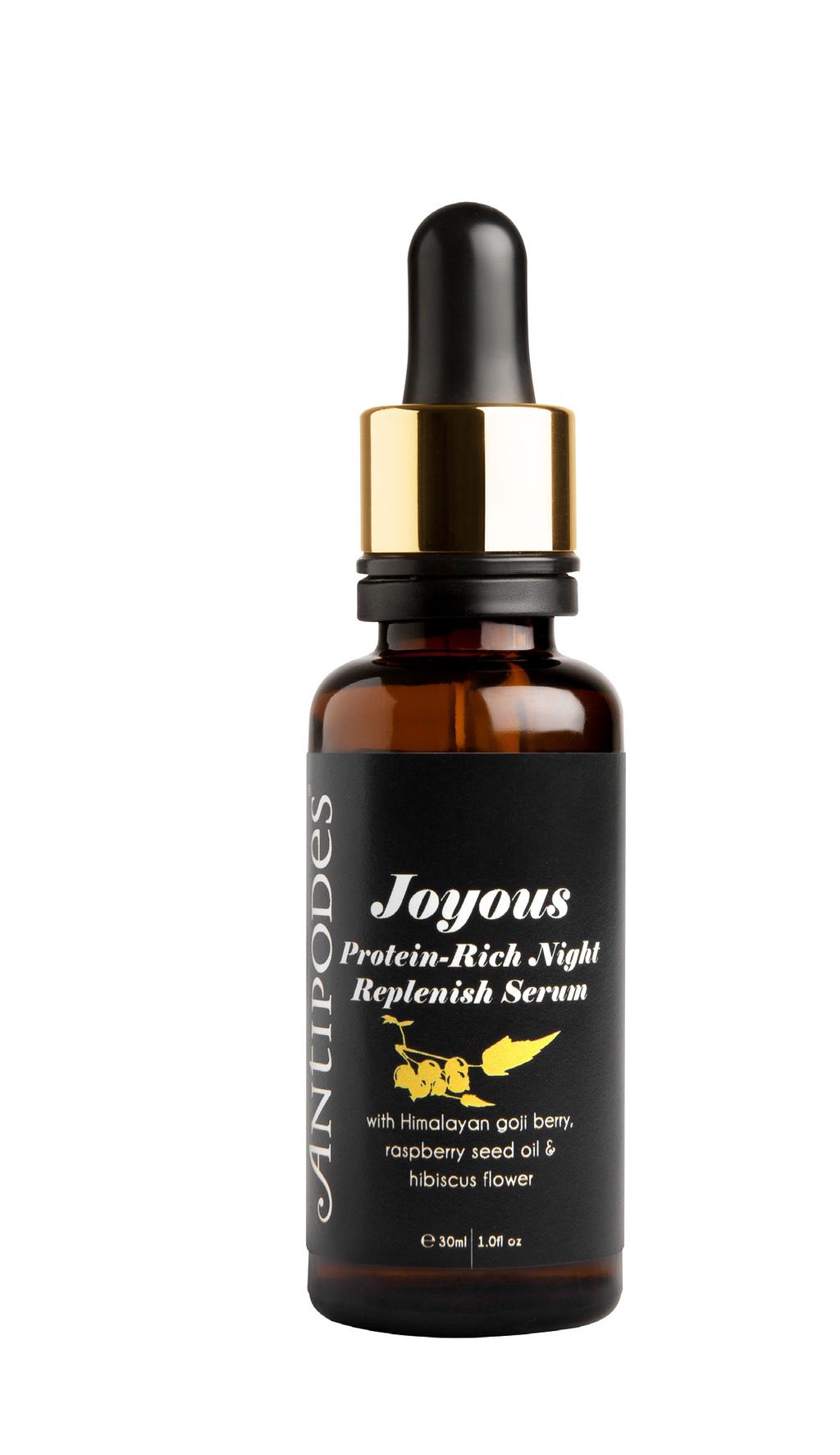 JOYOUS PROTEIN-RICH NIGHT REPLENISH SERUM 30ML Sleep deeply in Nature s Nurture: help restore elastin, deliver natural radiance, purify and protect.