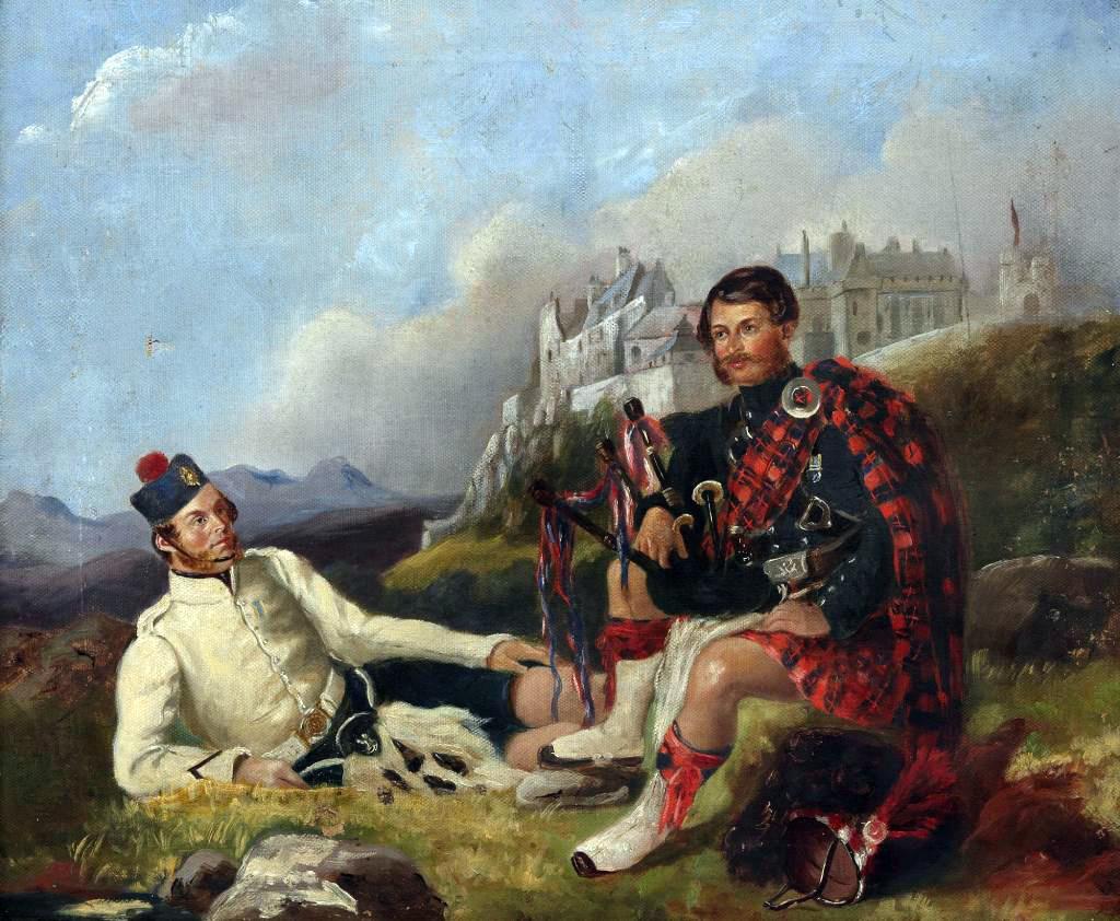 Plate 5. Private and Piper, 42nd Regiment of Foot, Unknown artist c1858.