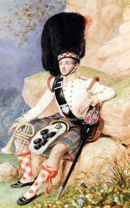 tartans during the first half of the 19 th century, including the Band sett. First evidence of the use by the 93 rd is the c1837 portrait of the Bandmaster, George McKenzie (Plate 7).