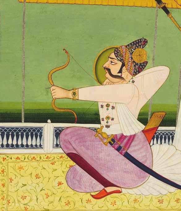 The paintings in these galleries depict people playing polo, swinging, and