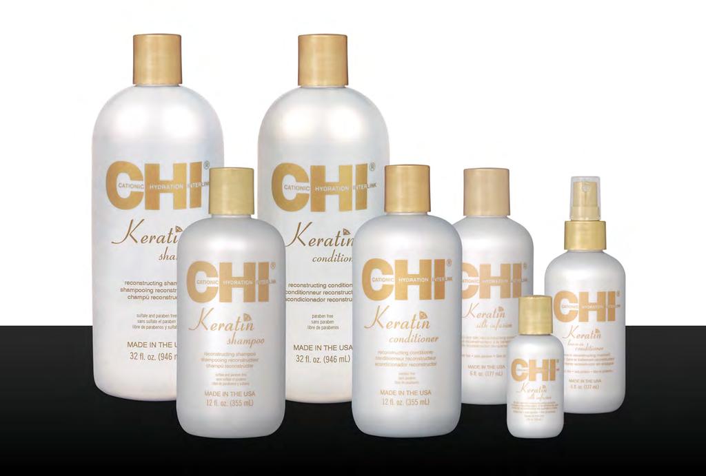 HAIRCARE CHI KERATIN SALON INTRO DELUXE INCLUDED IN KIT 13 - CHI Keratin Shampoo 12 oz 13 - CHI Keratin Conditioner 12 oz 7 - CHI Keratin Silk Infusion 6 oz 6 - CHI Keratin