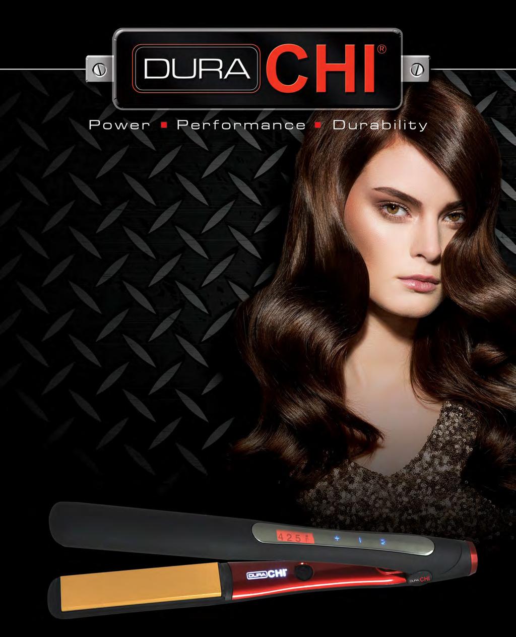 TOOLS The DURA CHI 1 Ceramic and titanium infused hairstyling Iron s sleek, ultramodern design features a convenient slim handle grip and extended plate length, expertly designed for stylists comfort