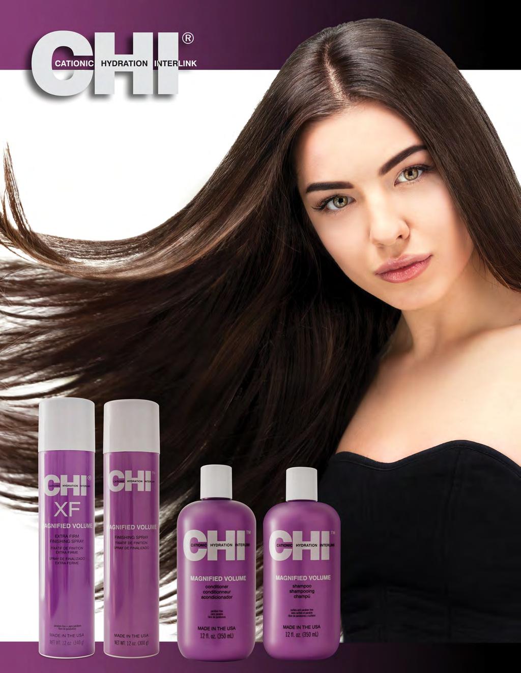 MAGNIFIED VOLUME Technology: Developed specifically for fine hair to boost volume and body with long lasting style retention.