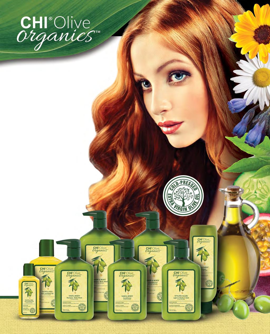 CHI Olive Organics is designed to bring ancient philosophies of health and beauty together with the power of certified organic extra virgin olive oil and botanical ingredients.