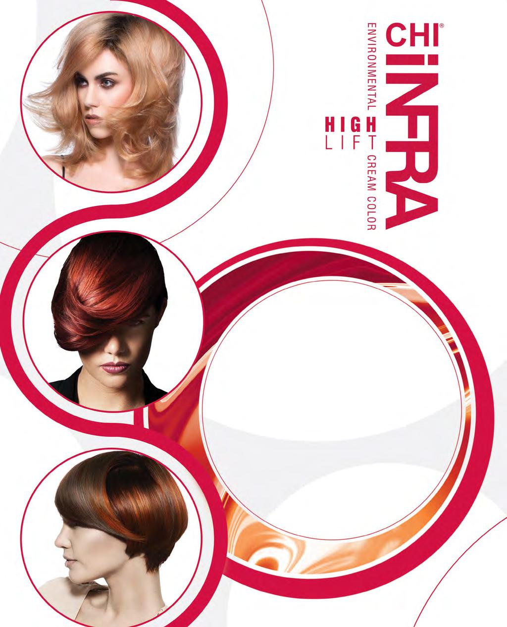 CHI Infra Environmental High Lift Cream Color is an ammonia-free lightening system with a pallet of nine colors providing total versatility for all your hair color needs.