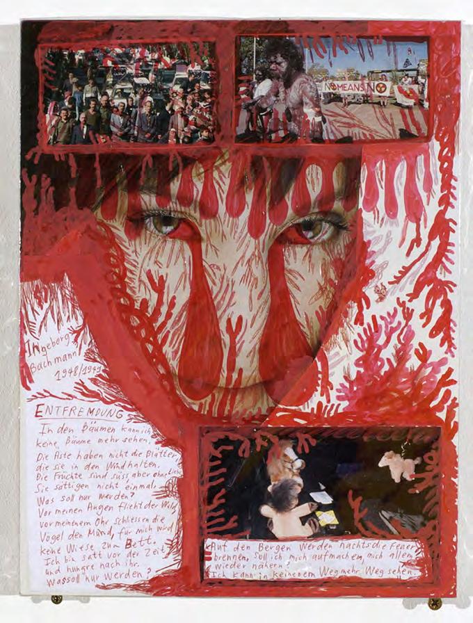 Ohne Titel (Ingeborg Bachmann 1948/49), 1998 Collage made of wood, plastic foil marker,