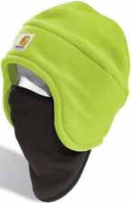 HIGH-VISIBILITY / COLOR ENHANCED Color Enhanced Beanie 100793 100% polyester fleece for warmth Carhartt label sewn on front Imported 824 323 100793-323/Brite Lime 100793-824/Brite Orange ONE SIZE