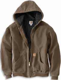 lining in body, quilted-nylon lining in sleeves Attached quilted-flannel lined hood with drawcord closure Two inside pockets Two large lower-front pockets Rib-knit cuffs and waistband Triple-stitched