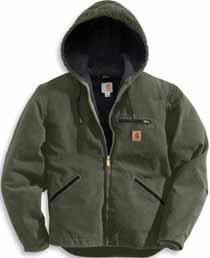 J130-MOS/Moss J130-MDT/Midnight J130-FRB/Frontier Brown 6XL TALL Sierra Jacket J141 12-ounce, 100% cotton sandstone duck Sherpa lining in body, quilted-nylon lining in sleeves Attached sherpa-lined
