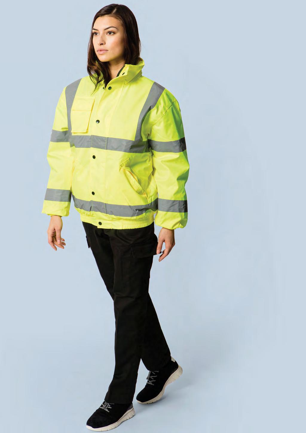 HI-VIS UC804 UNISEX HIGH VISIBILITY BOMBER JACKET 300 DENIER 40 10/1 EN ISO 20471:2013 Class 3 Approved EN 343 Class 3:1 Approved GO/RT 3279 Issue 8 (Orange Only) Conforming to 89/686/ EEC Directive