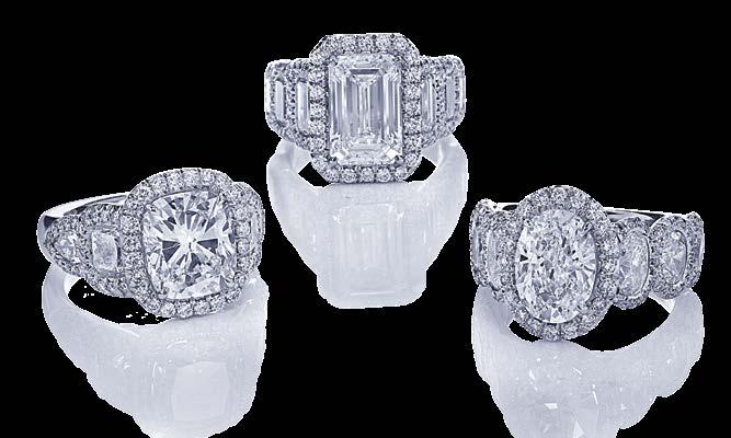 GIA certified oval diamond center embraced by tapered baguette