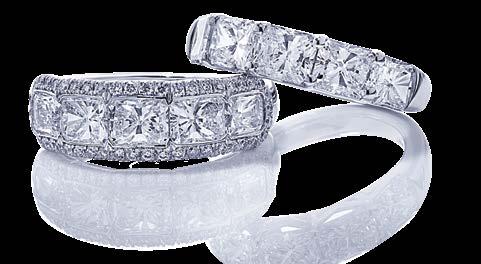 3 row diamond bands featuring emerald cut diamonds, (7344-006).