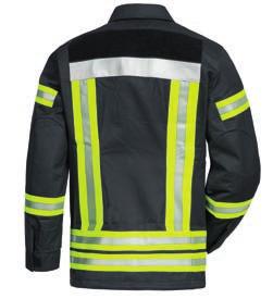 hem with drawstring back with Velcro for name badge sleeves with reinforced elbows flame-retardant lining.